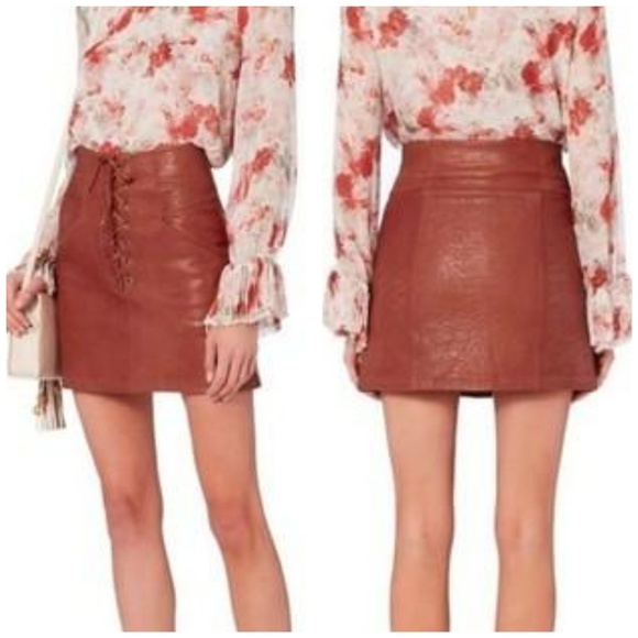 A.L.C. Dresses & Skirts - ALC Naomi Skirt Patchouli Leather Lace Up